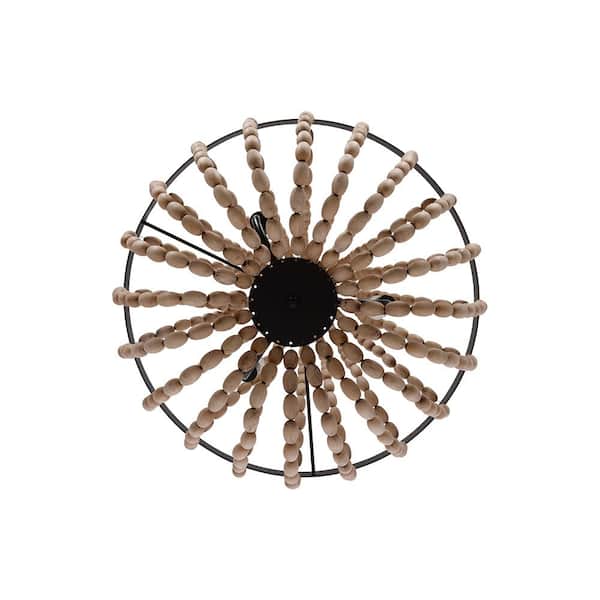 Alsy 3-Light Bronze with Natural Wood Beaded Chandelier 21657-001