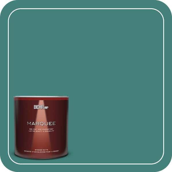 BEHR MARQUEE 1 Qt. #M450-6 Bubble Turquoise One-Coat Hide Matte Interior Paint & Primer