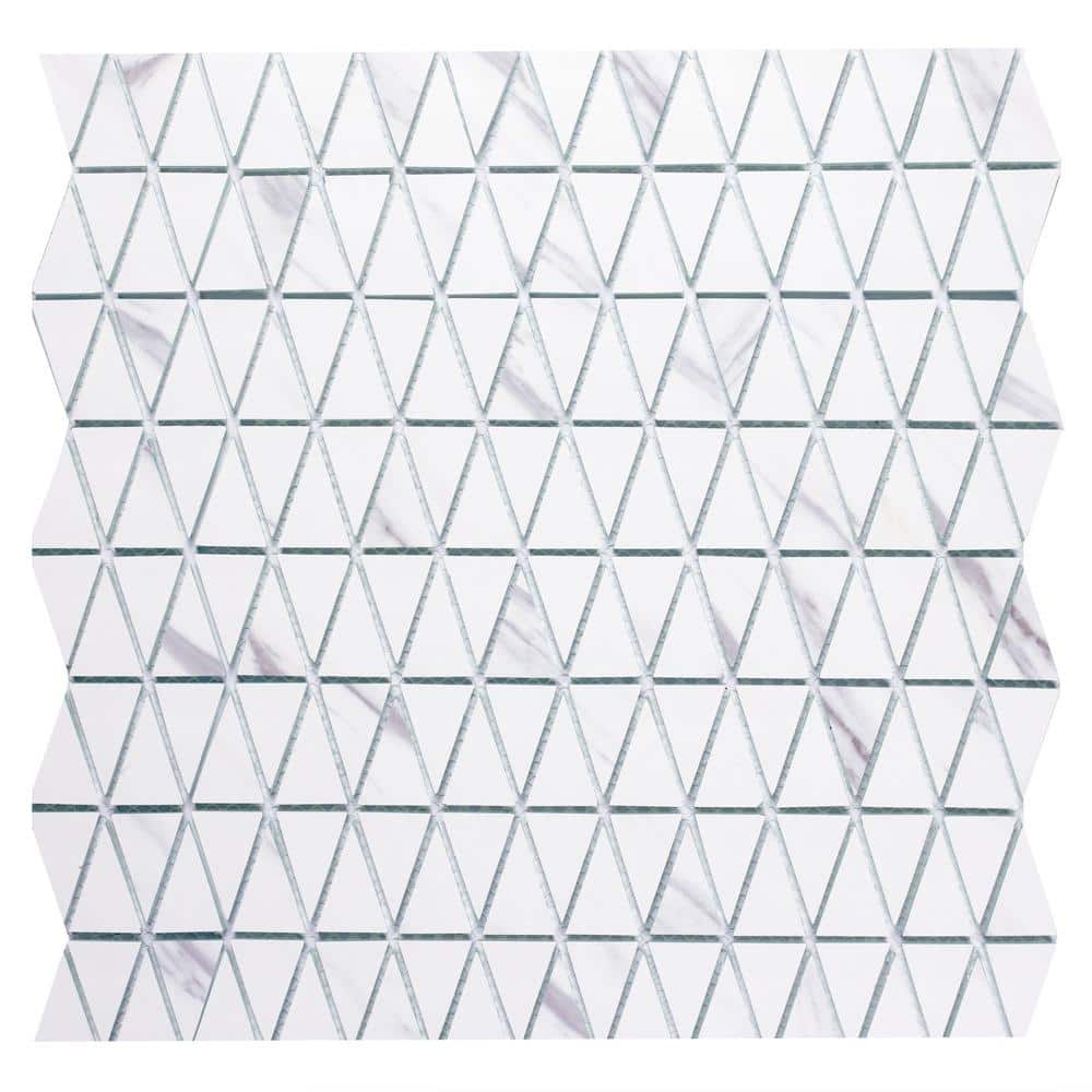 Art Deco Carrara White 12 in. x 12 in. Geometric Glass Mosaic Backsplash Wall Tile (20 Sq. Ft./Case) price history on PriceWatchPro
