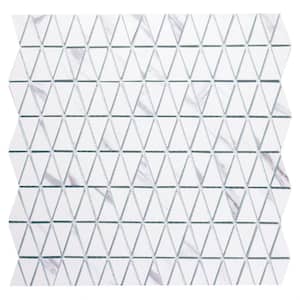 Art Deco Carrara White 12 in. x 12 in. Geometric Mosaic Glass Backsplash Wall Tile (15 Sq. Ft./Case)