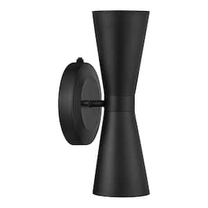 Albert 12.75 in. Black Damp-Rated Outdoor Coach Wall Lamp with Dusk to Dawn Photo Cell