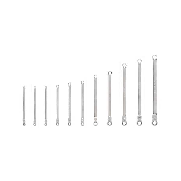 TEKTON Long Fixed/Flex Head 12-Point Ratcheting Box End Wrench Set, 11-Piece (1/4-3/4 in.)