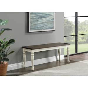 Joanna Ivory and Mocha Brown Wood Dining Bench