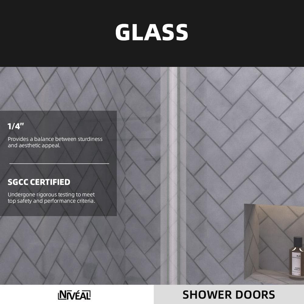 60'' Matte Black Semi-Frameless Sliding Tub Door with Clear Glass