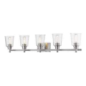 Bohin 41.25 in. 5-Light Brushed Nickel Vanity Light with Clear Seedy Glass