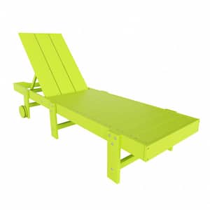 Laguna Lime Fade Resistant HDPE All Weather Plastic Outdoor Patio Reclining Adjustable Chaise Lounge with Wheels
