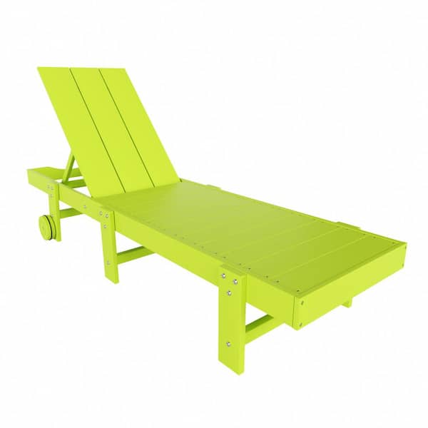 WESTIN OUTDOOR Laguna Lime Fade Resistant HDPE All Weather Plastic Outdoor Patio Reclining Adjustable Chaise Lounge with Wheels