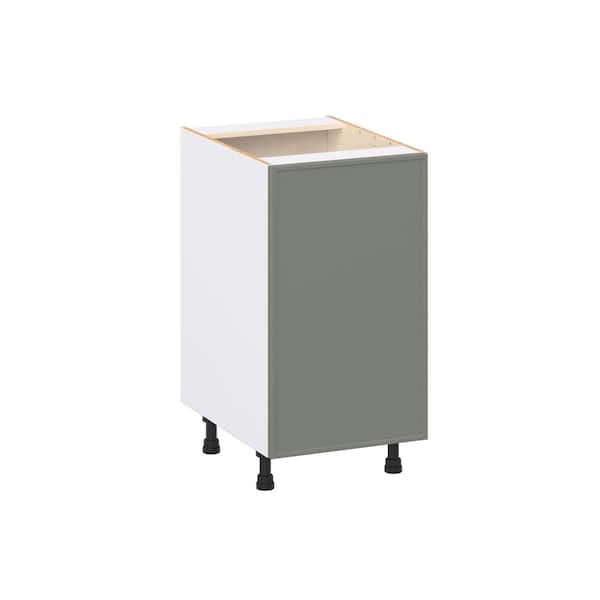 Fairview 18 in. W x 24 in. D x 34.5 in. H Assembled Slim Shaker Double Trash Can Kitchen Cabinet in Moss Green