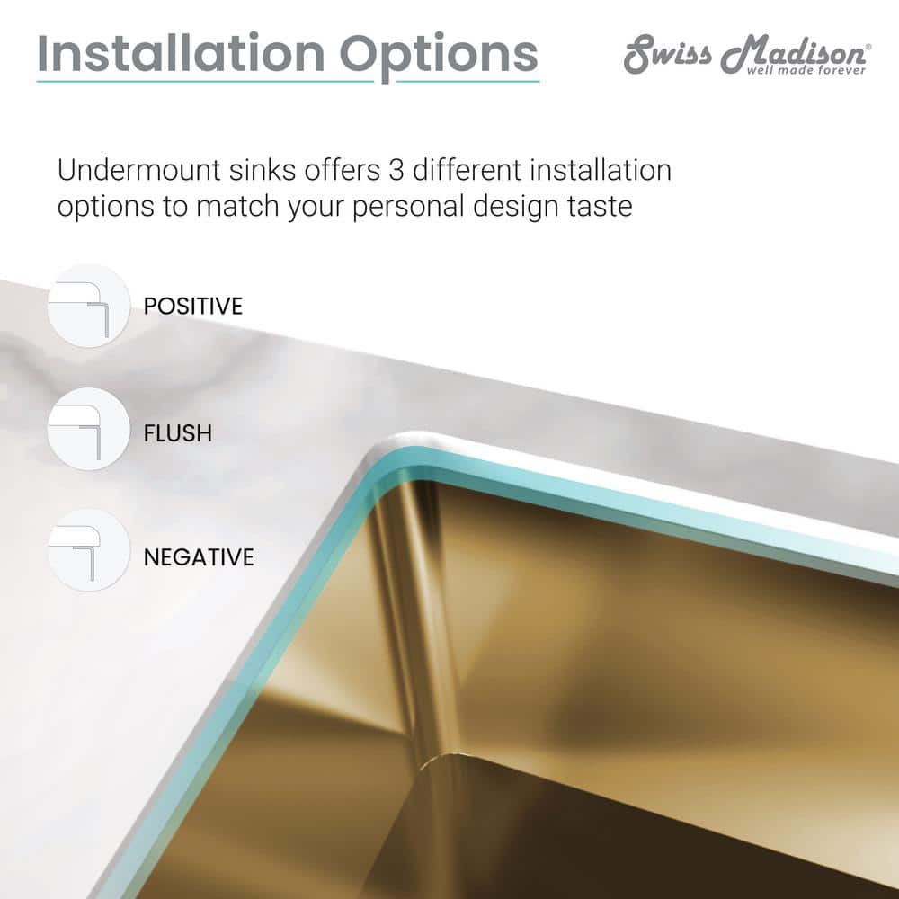 Rivage Gold Stainless Steel Single Basin Undermount Kitchen Sink