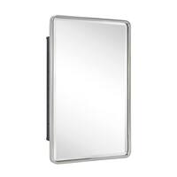 TEHOME Farmhouse 16 in. W x 24 in. H Recessed Rectangular Metal Framed Bathroom Medicine Cabinets with Mirror in Brushed Nickel GC-00237