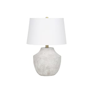 20 in. Cream Modern Integrated LED Bedside Table Lamp with Cream Linen Shade