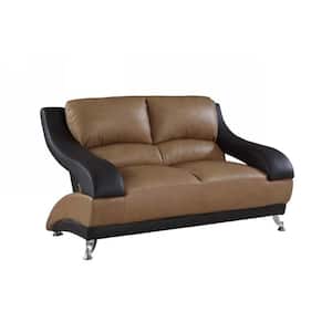 Charlie 62 in. Two-Tone Solid Leather 2 Seat Loveseats
