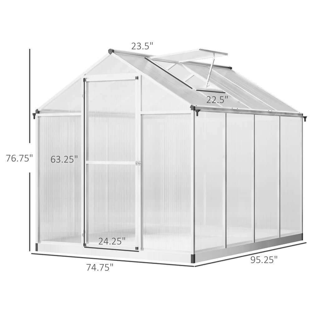 Outsunny 8' x 6' Clear Polycarbonate Walk-In Greenhouse