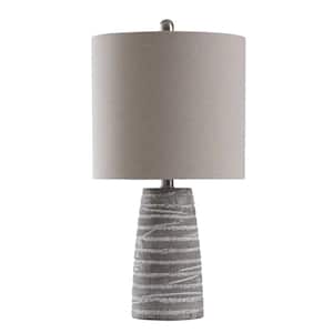 24 in. Gray Washed Table Lamp with Beige Hardback Fabric Shade