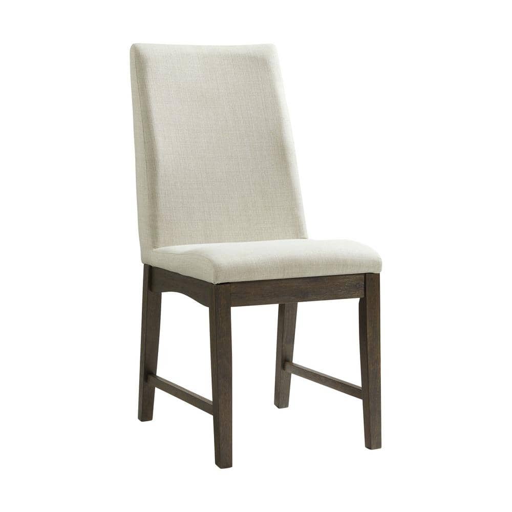 Transitional Cream Upholstered Wood Side Chair Set