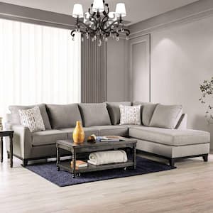 Axyl 122 in. W Polyester L-Shaped Sectional in Gray and Care Kit