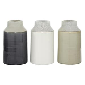 5 in., 8 in. White Porcelain Ceramic Decorative Vase (Set of 3)