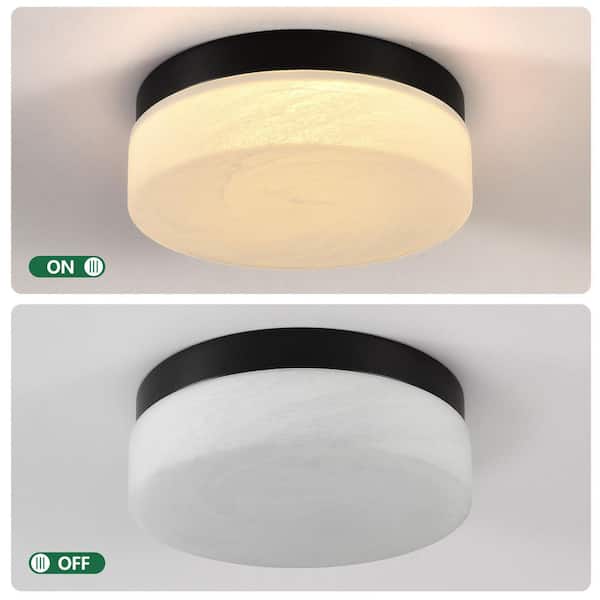 Jushua 12 in. Black LED Flush Mount Ceiling Light Round Low