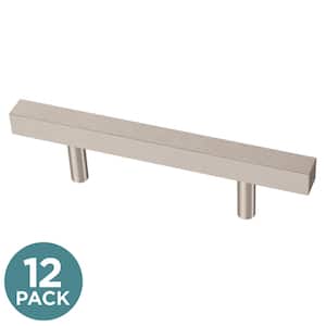 Square Bar 3 in. (76 mm) Modern Satin Nickel Drawer Pulls (12-Pack)