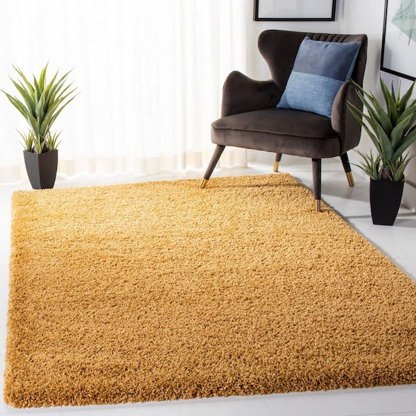 Hudson Shag 7 ft. x 7 ft. Gold Solid Square Area Rug