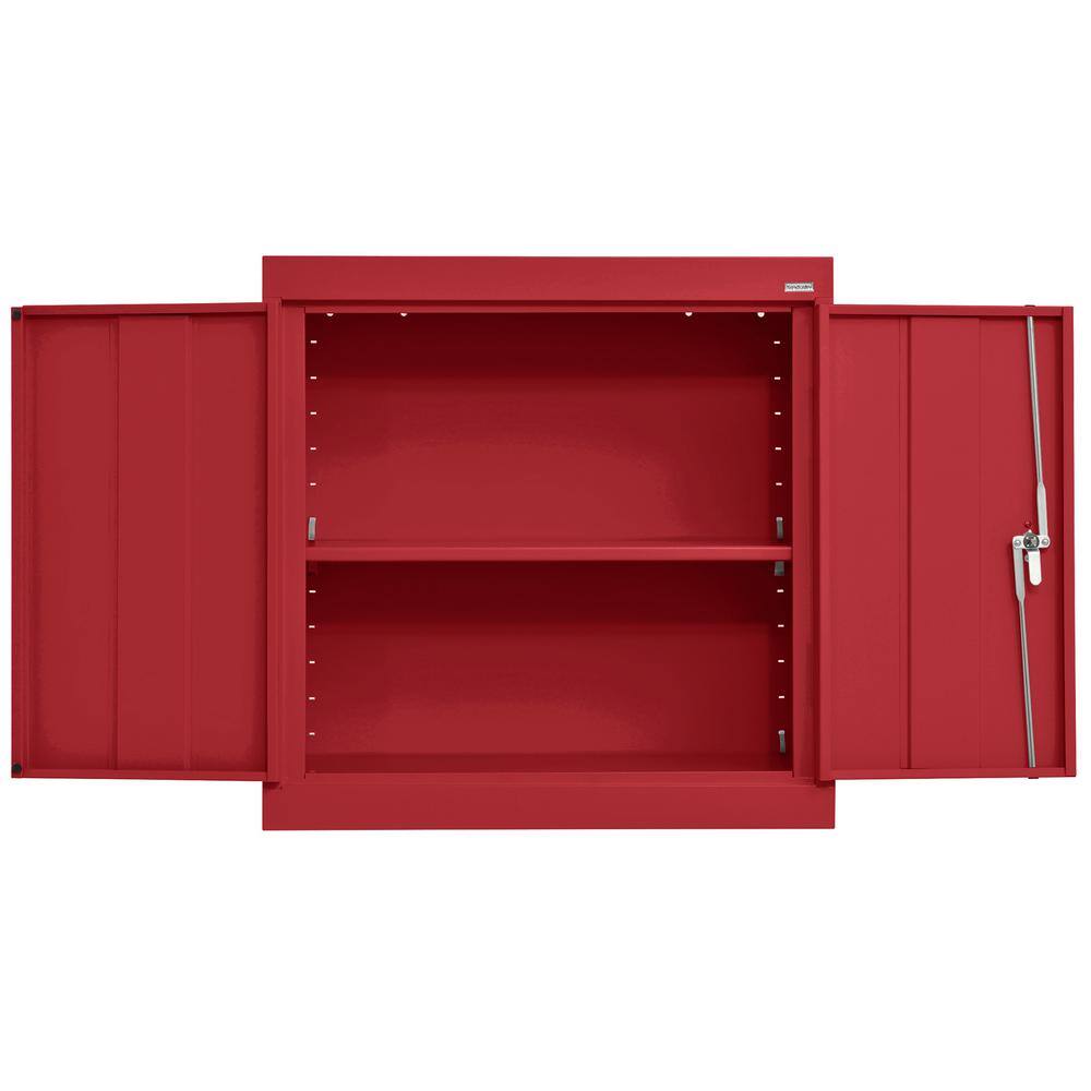 Red Powder-Coated Lockable Office Cabinet with Adjustable Shelves