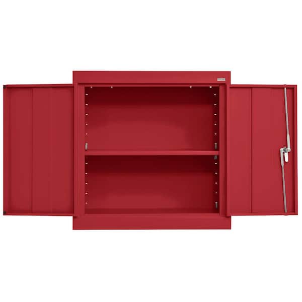 22-Gauge Steel 2-Shelf Wall Mounted Garage Storage Cabinet in Red (30 in. W x 26 in. H x 12 in. D)