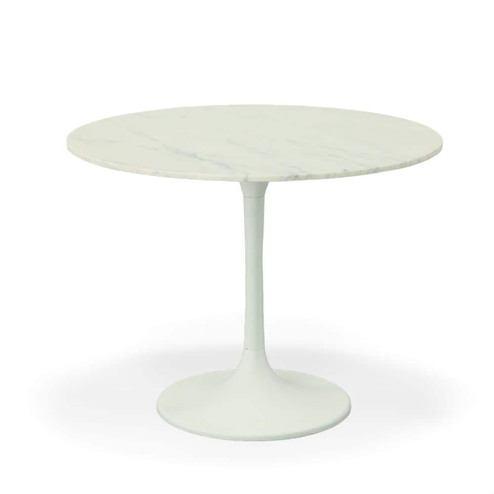 40 in. Enzo White Round Marble Top Dining Table