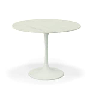 40 in. Enzo White Round Marble Top Dining Table