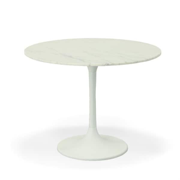 Unbranded 40 in. Enzo White Round Marble Top Dining Table