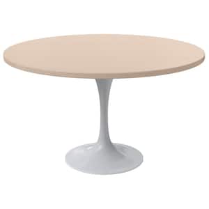 Verve Modern Light Natural Engineered Wood 48 in. Tabletop with Pedestal Base Dining Table 4-Seater