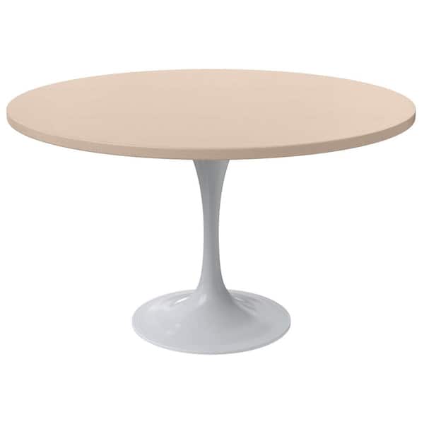Leisuremod Verve Modern Light Natural Engineered Wood 48 in. Tabletop with Pedestal Base Dining Table 4-Seater