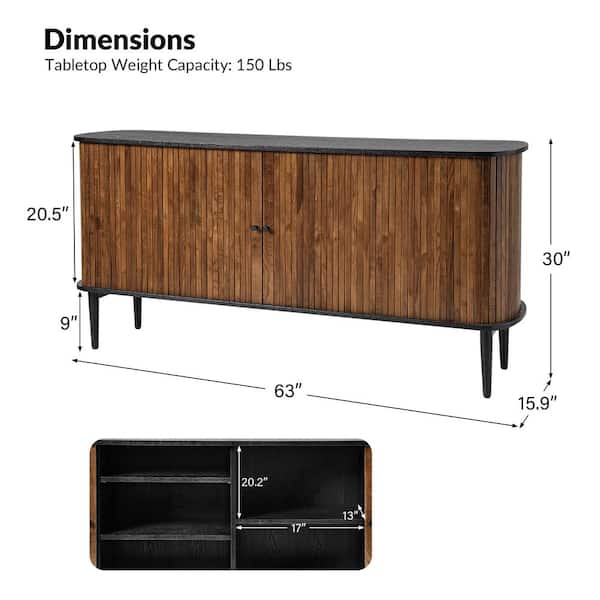 JAYDEN CREATION Gene Walnut Modern 63 in. W Sideboard with