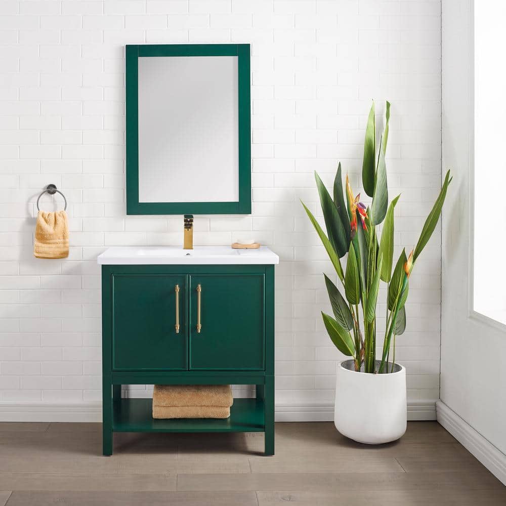 Taylor 30 in. W x 18.5 in. D x 34.5 in. H Bath Vanity in Forest Green with Ceramic Vanity Top in White with White Sink price history on PriceWatchPro