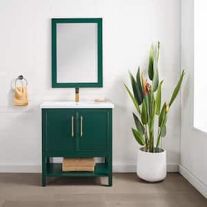 Taylor 30 in. W x 18.5 in. D x 34.5 in. H Bath Vanity in Forest Green with Ceramic Vanity Top in White with White Sink