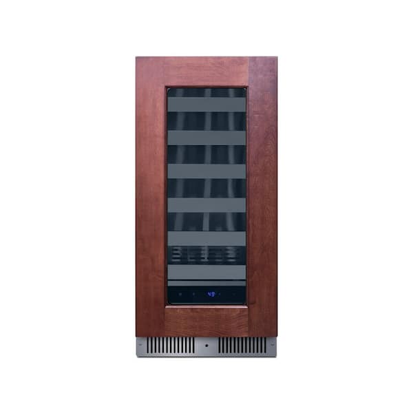 Shallow Depth 15 in. 18-Wine Bottles Wine Cooler with Glass Door in Custom