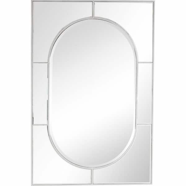 HomeRoots 32 in. W x 48 in. H Metal Silver Decorative Mirror
