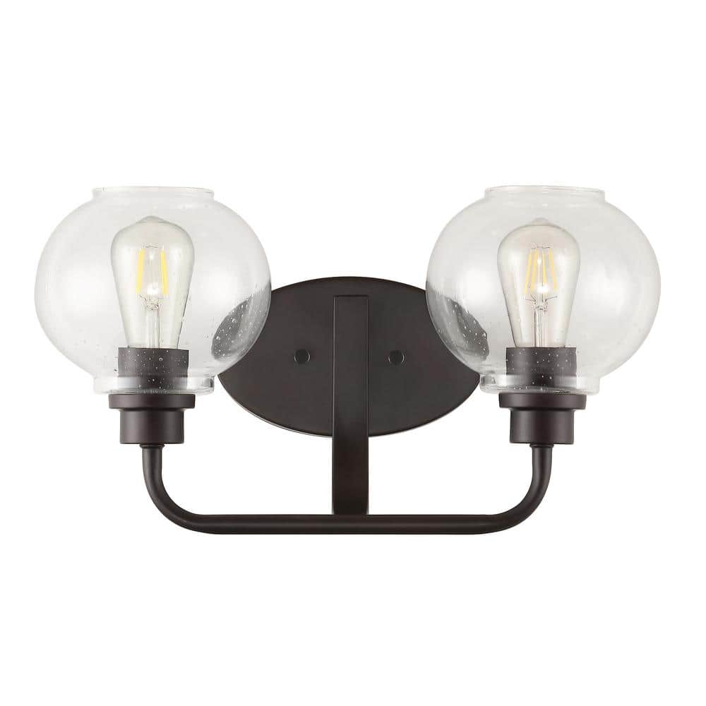 Sandrine French Country 17.5" Oil-Rubbed Bronze Vanity Light with Clear Seeded Glass