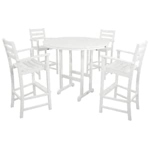Monterey Bay Classic White 5-Piece Plastic Outdoor Patio Bar Height Dining Set