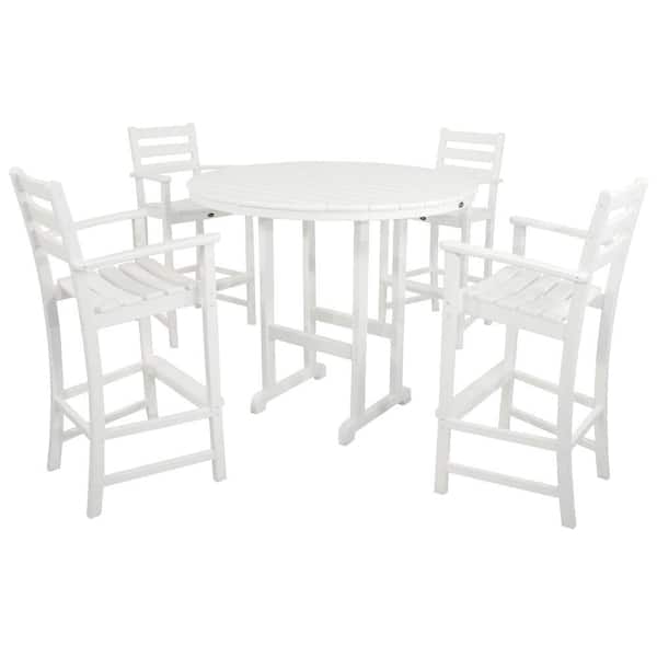 Trex Outdoor Furniture Monterey Bay Classic White 5-Piece Plastic Outdoor Patio Bar Height Dining Set