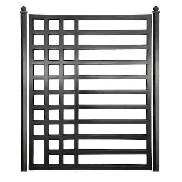 4 ft. x 5 ft. Kyiv Style Black Steel Pedestrian Fence Gate