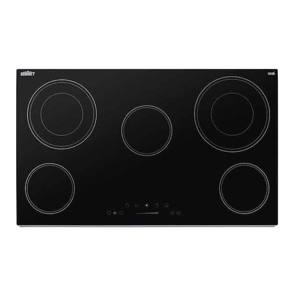 Summit Appliance 36 in. Radiant Electric Cooktop in Black with 5 Elements including Dual Zone Elements and Power Burner