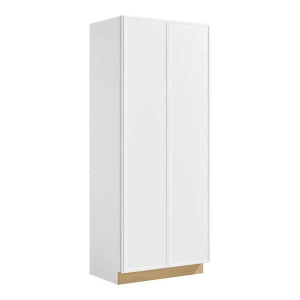 Leyton 36 in. W x 24 in. D x 90 in. H Ready To Assemble Plywood Slim Shaker Wide Pantry Kitchen Cabinet in Alpine White
