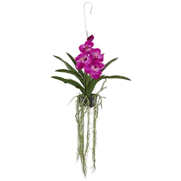 Decorative Natural Looking Artificial Beauty Mini Vanda Silk Plant  Fluted Vase