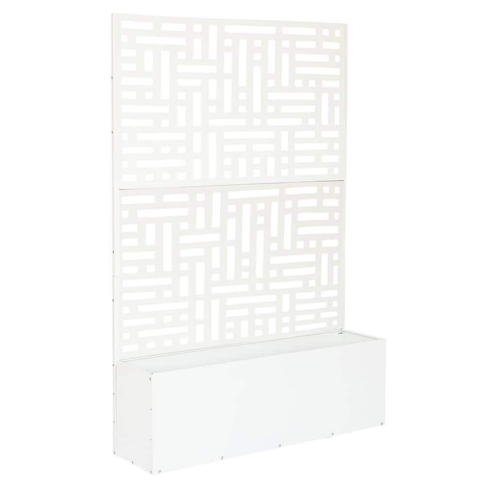 6 ft. x 4 ft. White Freestanding Metal Privacy Screen Room Divider with Flower Box price history on PriceWatchPro