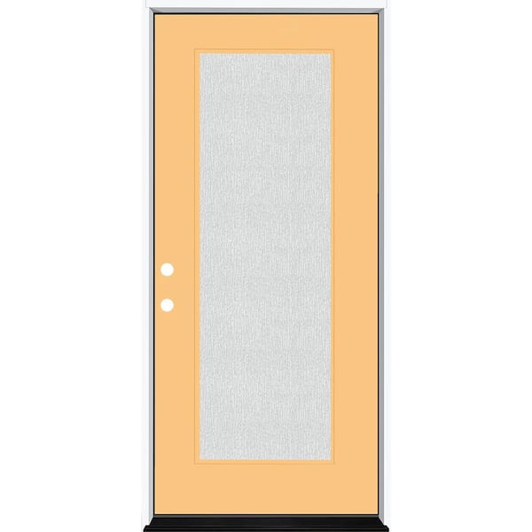 Steves & Sons Legacy 36 in. x 80 in. Full Lite Rain Glass RHIS Primed Jackfruit Finish Fiberglass Prehung Front Door
