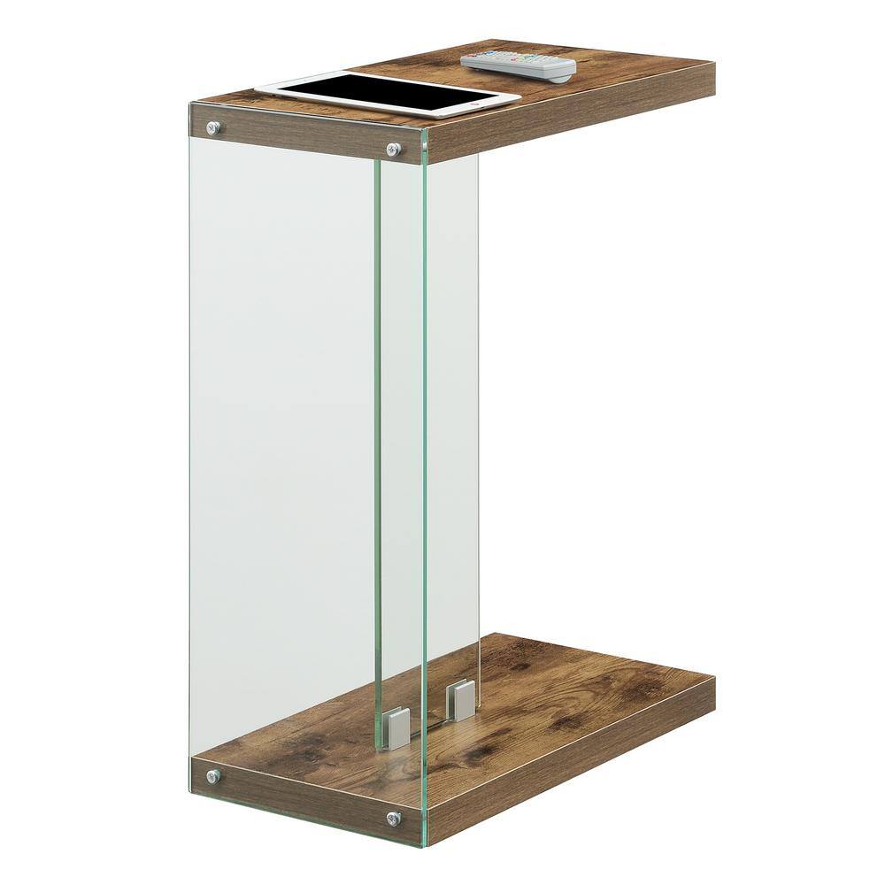 Barnwood and Glass C End Table with Floating Shelf