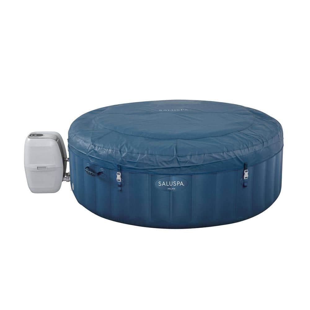 Blue Inflatable Round Hot Tub with Spa Seats and Cover