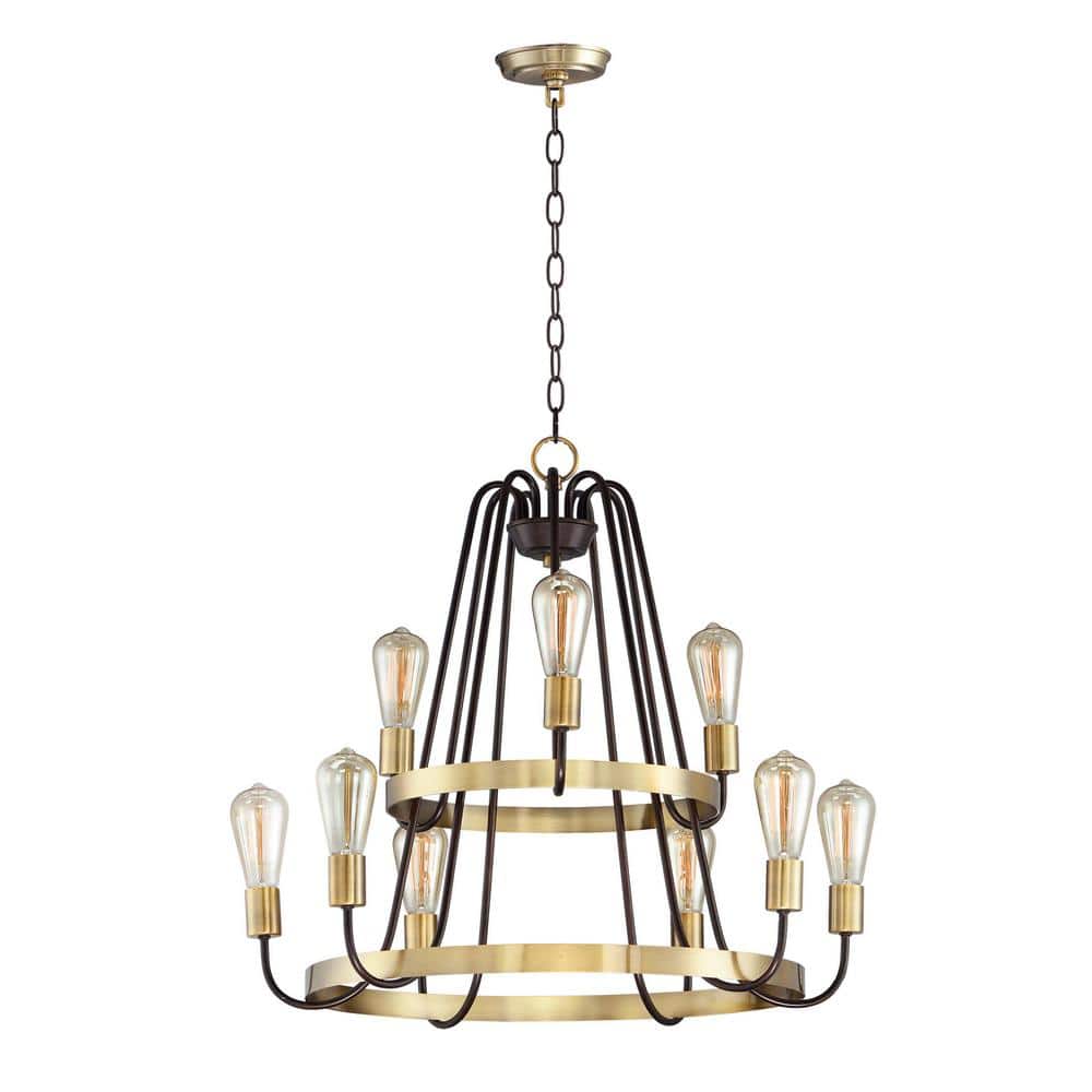 Haven 27'' Oil Rubbed Bronze and Brass 9-Light Chandelier