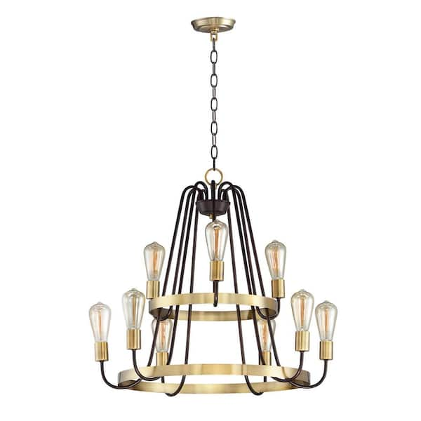 Maxim Lighting Haven 9-Light Oil Rubbed Bronze / Antique Brass Chandelier