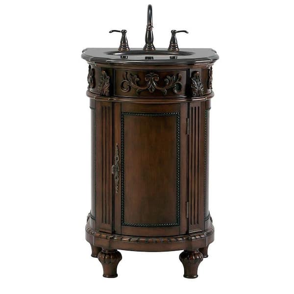 Home Decorators Collection Chelsea 22 in. W x 22 in. D x 35 in. H Single Sink Freestanding Bath Vanity in Antique Cherry with Black Granite Top